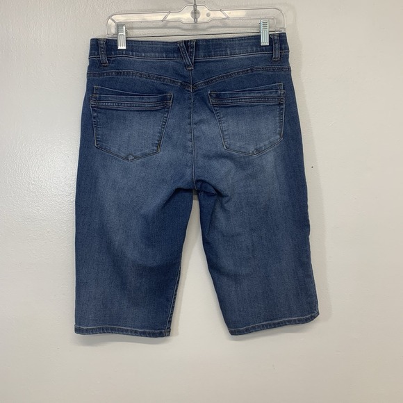 Democracy Bermuda Denim Shorts 8 Ab Solution Slimming Stretch Blue Capri Travel - Picture 3 of 9